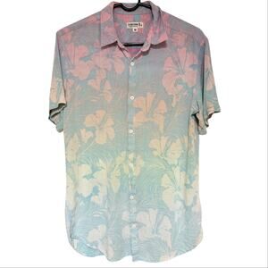 THE ENDLESS SUMMER Men's Hawaiian Tropical Button Down Shirt Size Medium Ombre